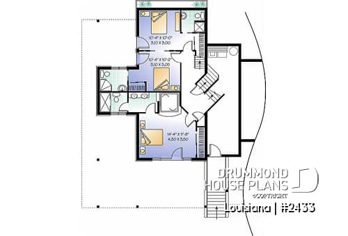 Basement - Cottage house plan, 3 bedrooms with ensuite, open floor layout with double-sided fireplace, large deck - Louisiana