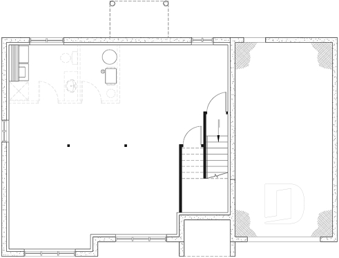 Unfinished basement - Split-entry house plan, economical, garage with storage, 2 to 4 bedrooms, optional finished basement ($) - Madeline