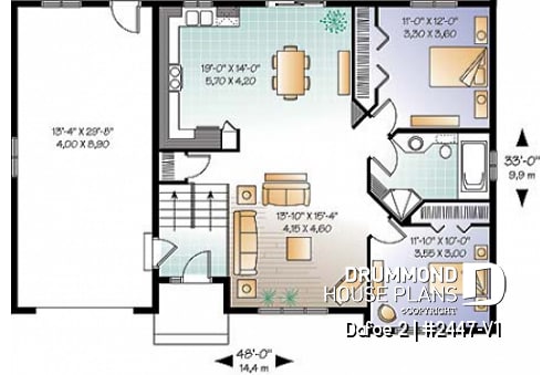 1st level - Split level, 2 bedroom bungalow with large kitchen and a garage - Dafoe 2