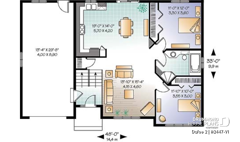 1st level - Split level, 2 bedroom bungalow with large kitchen and a garage - Dafoe 2