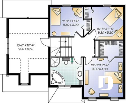 2nd level - European inspired cottage with large flex room above garage, walk-in in master bedroom, large family bathroom - Kiludy