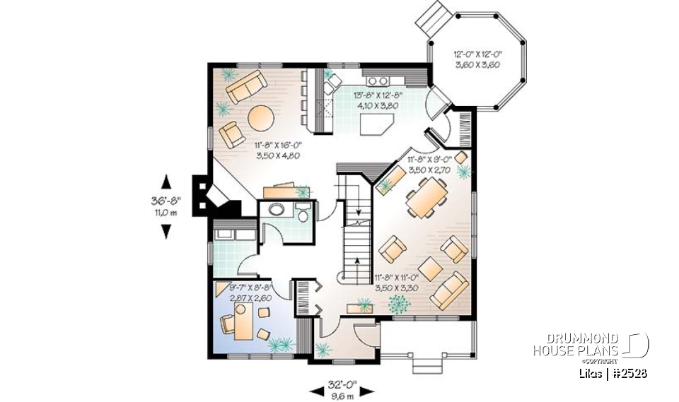 1st level - Three bedrooms country cottage with home office, open kitchen, sitting area, large dining-living room - Lilas