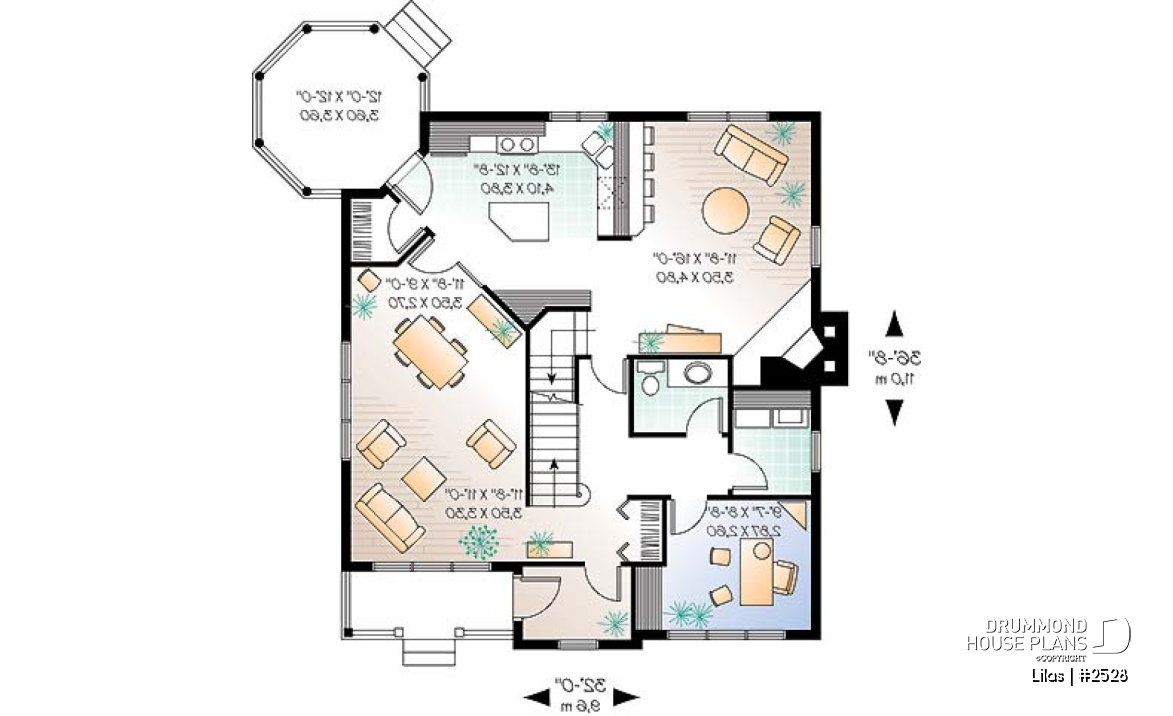 1st level - Three bedrooms country cottage with home office, open kitchen, sitting area, large dining-living room - Lilas