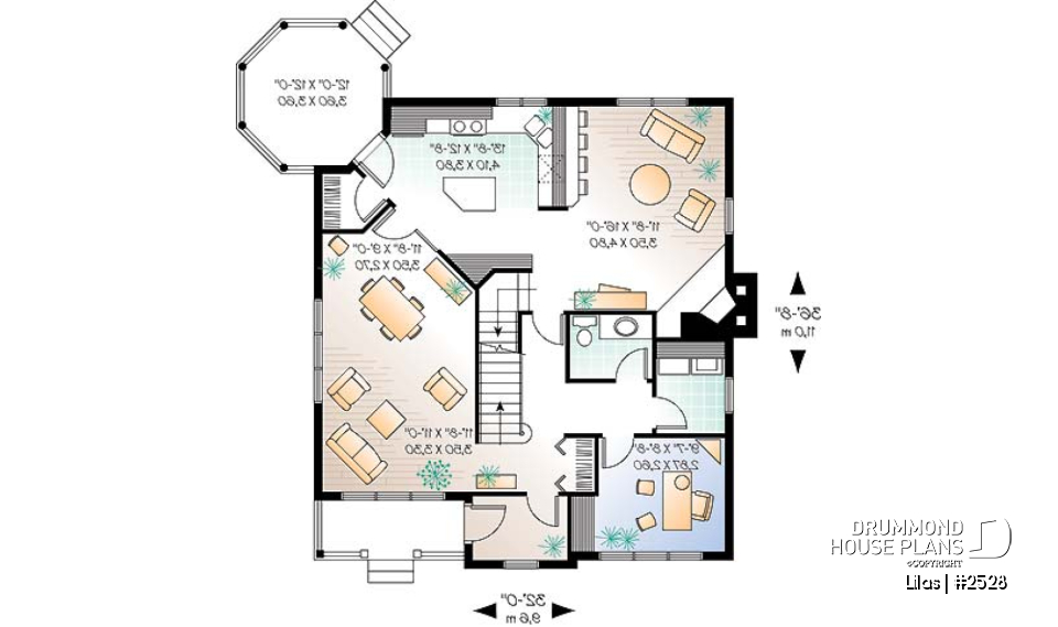 1st level - Three bedrooms country cottage with home office, open kitchen, sitting area, large dining-living room - Lilas