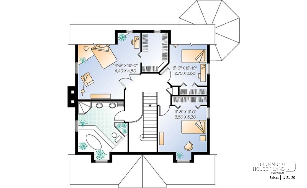 2nd level - Three bedrooms country cottage with home office, open kitchen, sitting area, large dining-living room - Lilas
