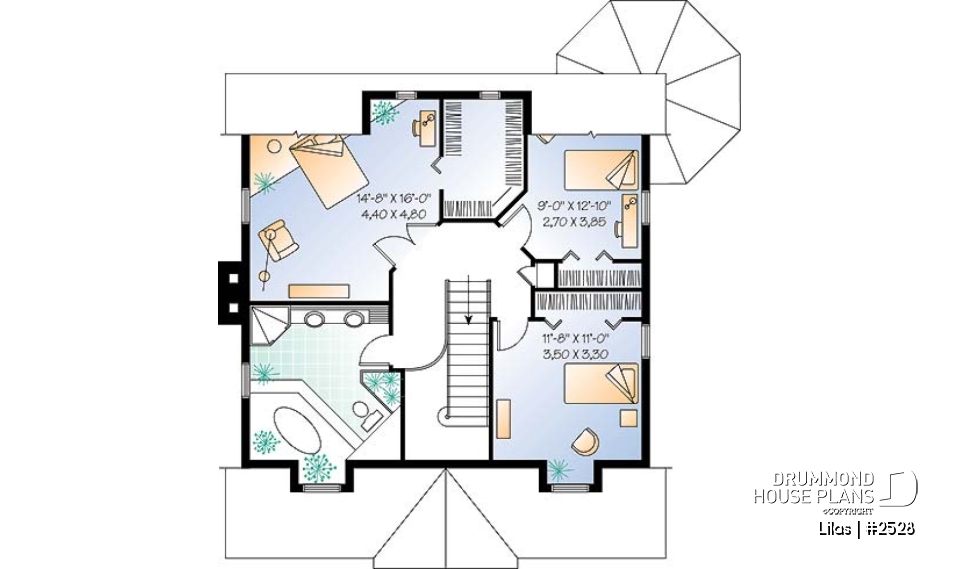 2nd level - Three bedrooms country cottage with home office, open kitchen, sitting area, large dining-living room - Lilas