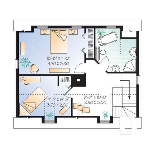 2nd level - Rustic 2 bedroom home with an open kitchen, dining and living concept, very charming dormers & large fireplace - Concord