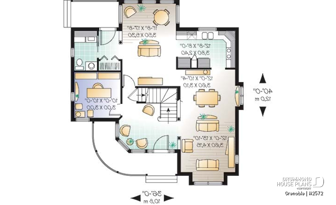 1st level - Charming victorian inspired house plan, 3 bedrooms + den, breakfast nook, large master suite - Grenoble