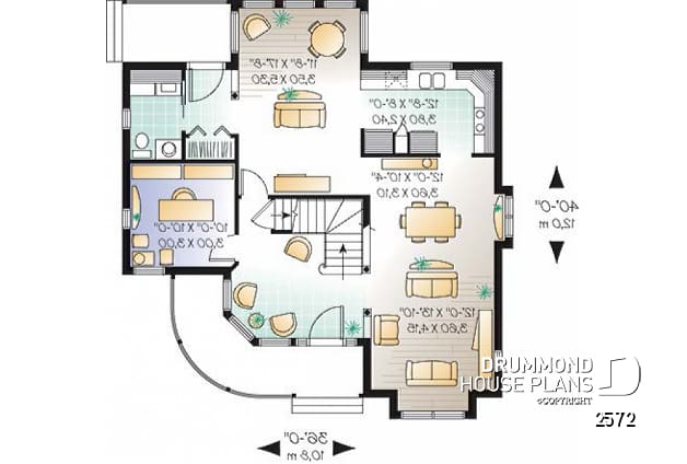 1st level - Charming victorian inspired house plan, 3 bedrooms + den, breakfast nook, large master suite - Grenoble