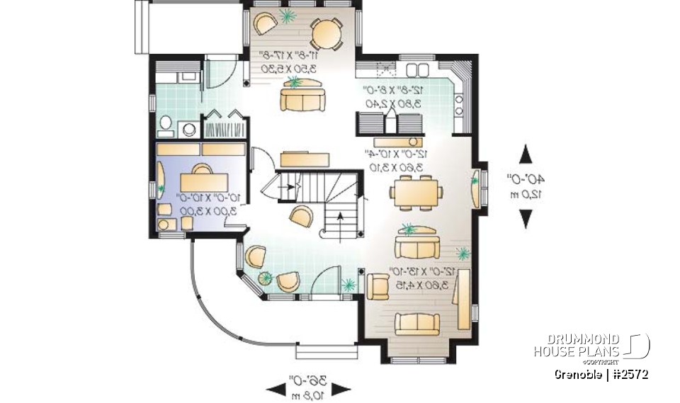 1st level - Charming victorian inspired house plan, 3 bedrooms + den, breakfast nook, large master suite - Grenoble