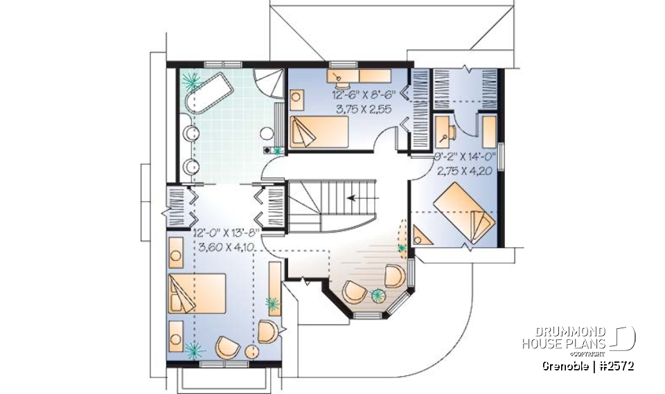 2nd level - Charming victorian inspired house plan, 3 bedrooms + den, breakfast nook, large master suite - Grenoble