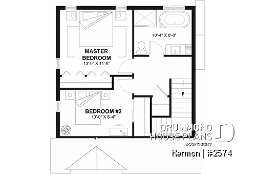 2nd level - Scandinavian house plan with open floor plan, 2 bedrooms, lots of natural light, unfinished basement - Hermon