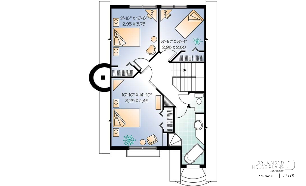 2nd level - House style inspired by the Alsace region (France), open floor plan concept, large fireplace, 3 bedrooms - Edelweiss