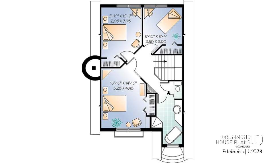 2nd level - House style inspired by the Alsace region (France), open floor plan concept, large fireplace, 3 bedrooms - Edelweiss