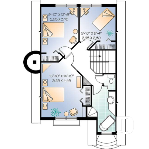 2nd level - House style inspired by the Alsace region (France), open floor plan concept, large fireplace, 3 bedrooms - Edelweiss