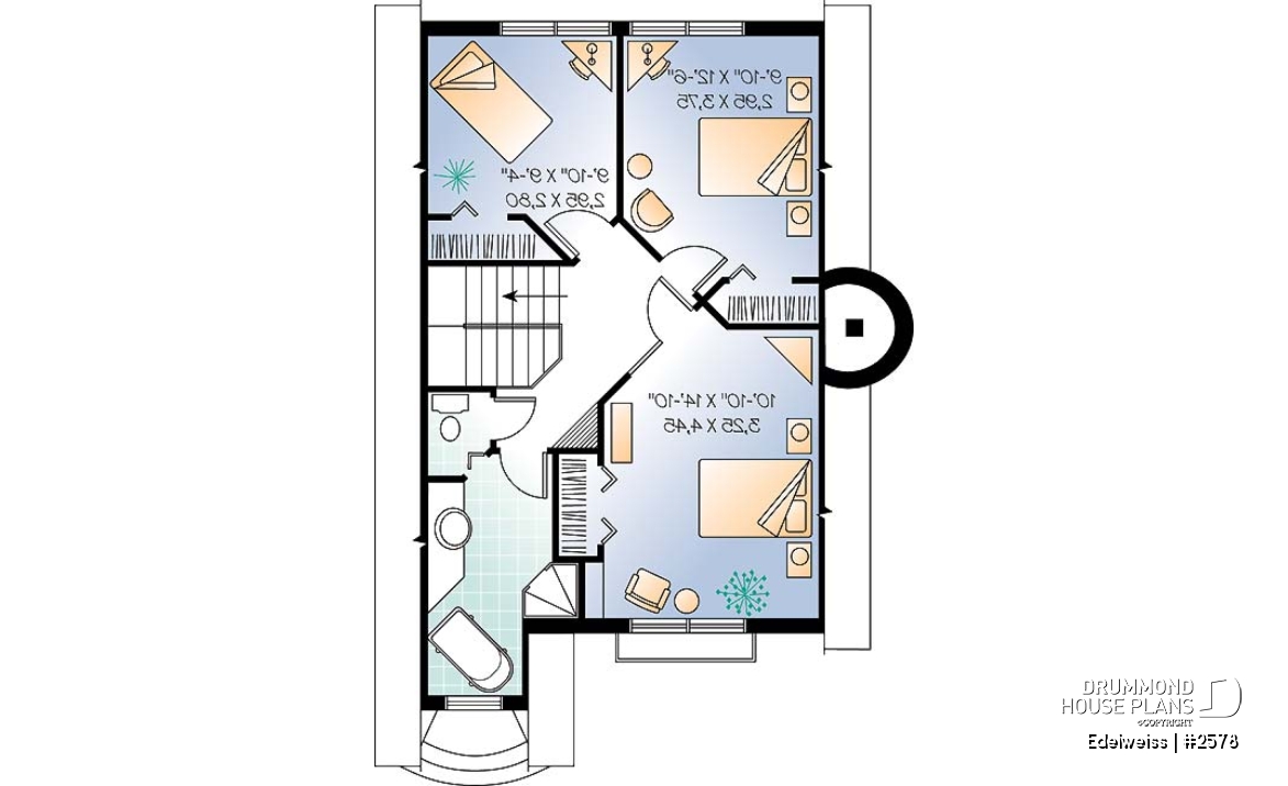 2nd level - House style inspired by the Alsace region (France), open floor plan concept, large fireplace, 3 bedrooms - Edelweiss