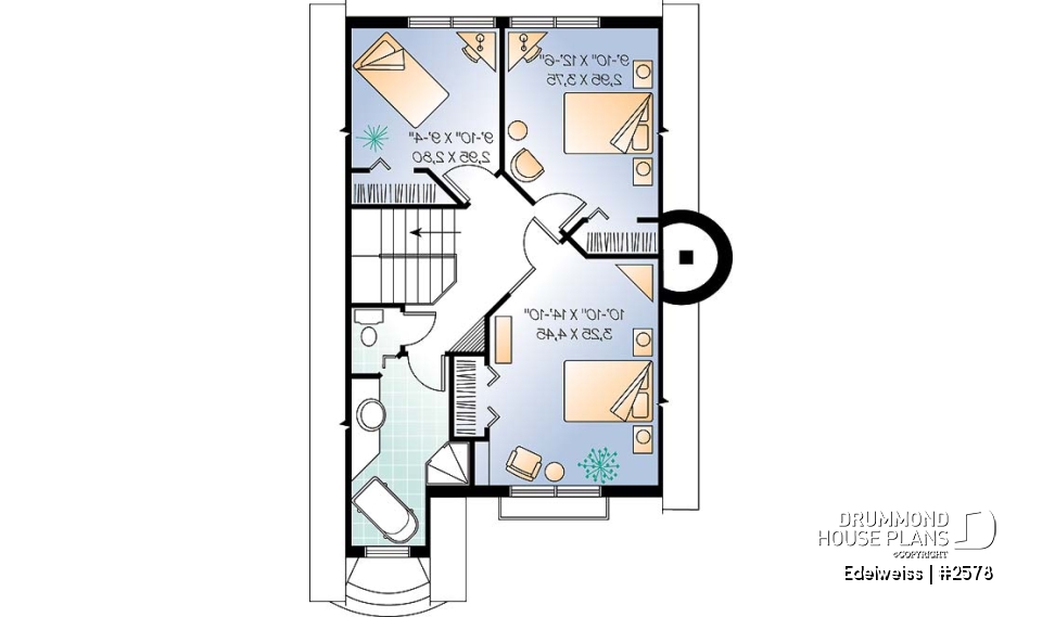 2nd level - House style inspired by the Alsace region (France), open floor plan concept, large fireplace, 3 bedrooms - Edelweiss