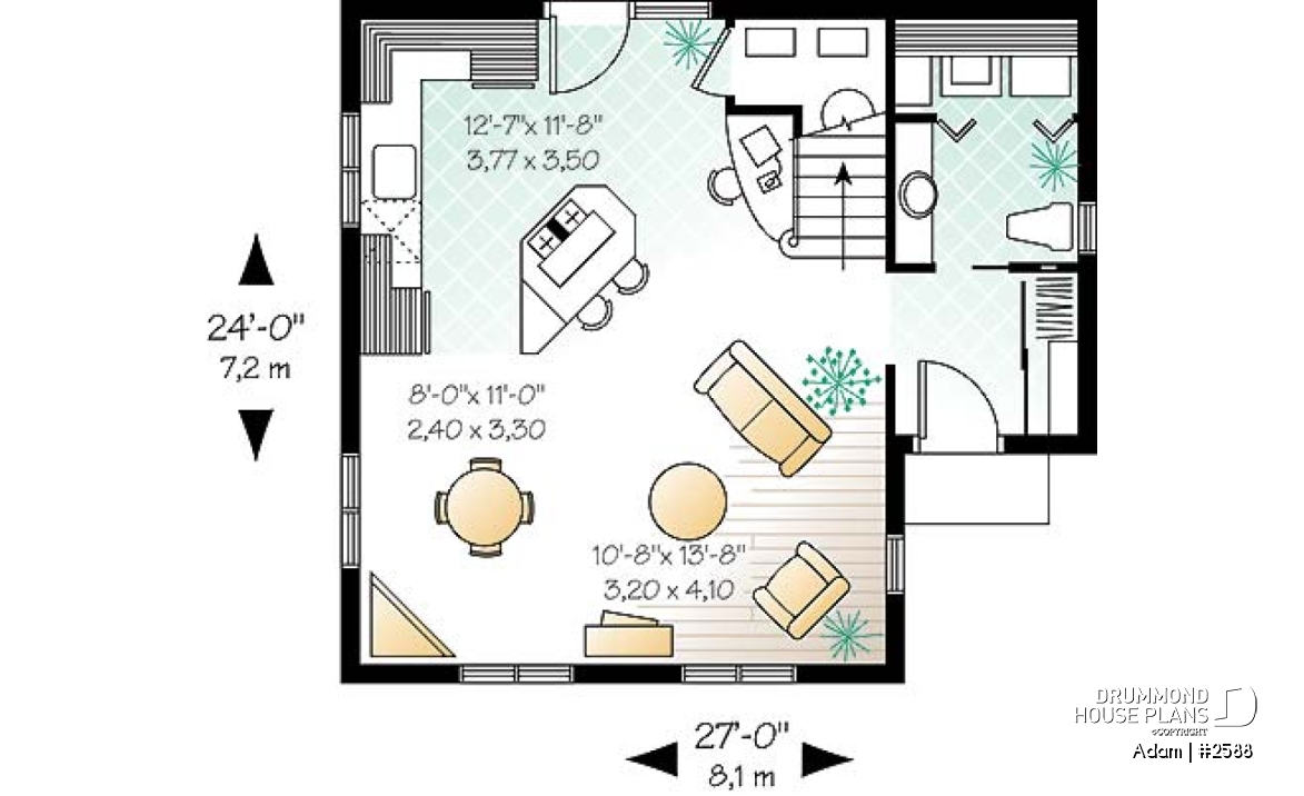 1st level - Small 2-story Country home, ideal first-home, open plan,  2 bedrooms, laundry room on main - Adam