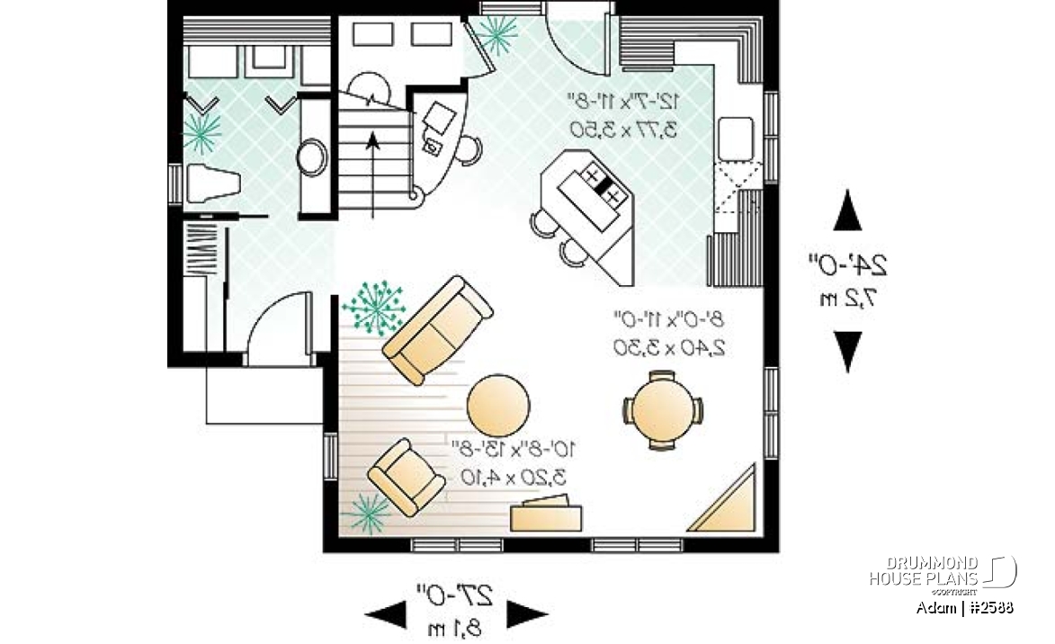 1st level - Small 2-story Country home, ideal first-home, open plan,  2 bedrooms, laundry room on main - Adam