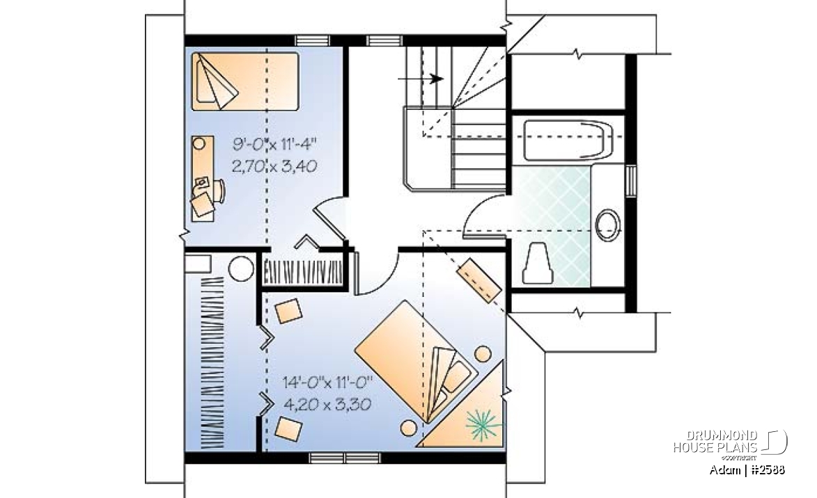 2nd level - Small 2-story Country home, ideal first-home, open plan,  2 bedrooms, laundry room on main - Adam