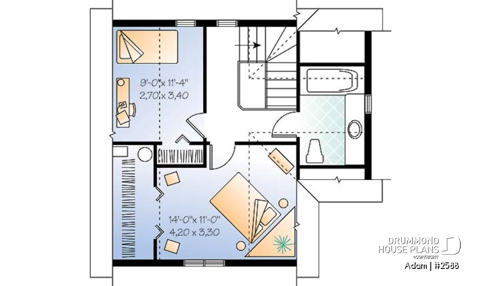2nd level - Small 2-story Country home, ideal first-home, open plan,  2 bedrooms, laundry room on main - Adam