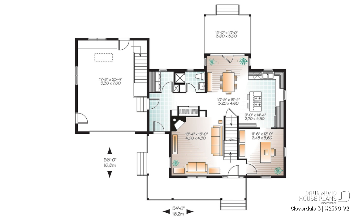 1st level - Country style home with covered porch, 3 bedrooms, home office, 3 bathrooms, garage with bonus space above - Cloverdale 3