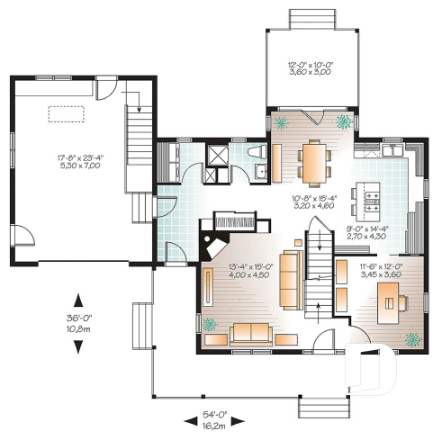 1st level - Country style home with covered porch, 3 bedrooms, home office, 3 bathrooms, garage with bonus space above - Cloverdale 3