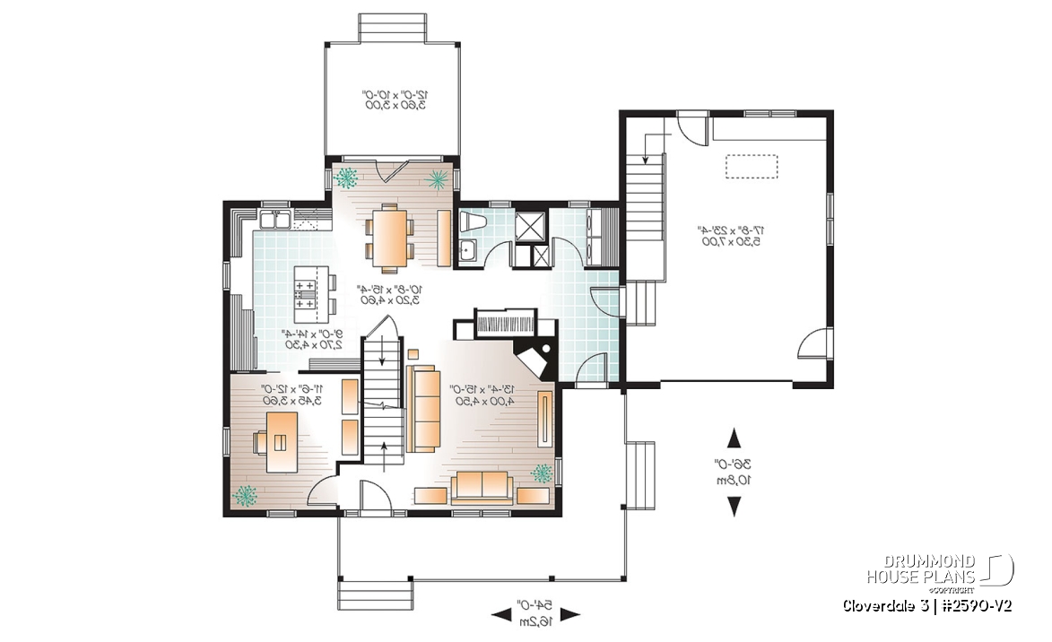 1st level - Country style home with covered porch, 3 bedrooms, home office, 3 bathrooms, garage with bonus space above - Cloverdale 3