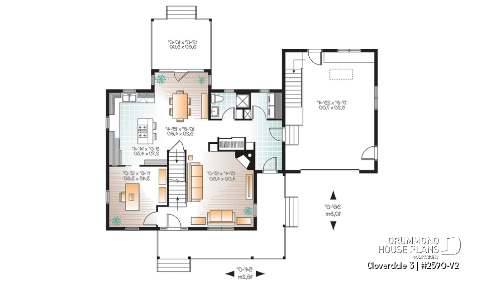 1st level - Country style home with covered porch, 3 bedrooms, home office, 3 bathrooms, garage with bonus space above - Cloverdale 3