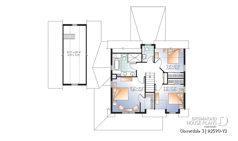 2nd level - Country style home with covered porch, 3 bedrooms, home office, 3 bathrooms, garage with bonus space above - Cloverdale 3