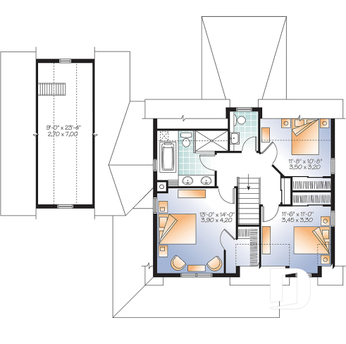 2nd level - Country style home with covered porch, 3 bedrooms, home office, 3 bathrooms, garage with bonus space above - Cloverdale 3