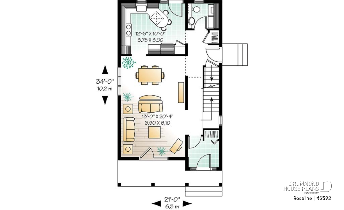 1st level - Narrow lot two-storey home with 3 bedrooms, laundry on main floor, walk-in closet in master - Roseline