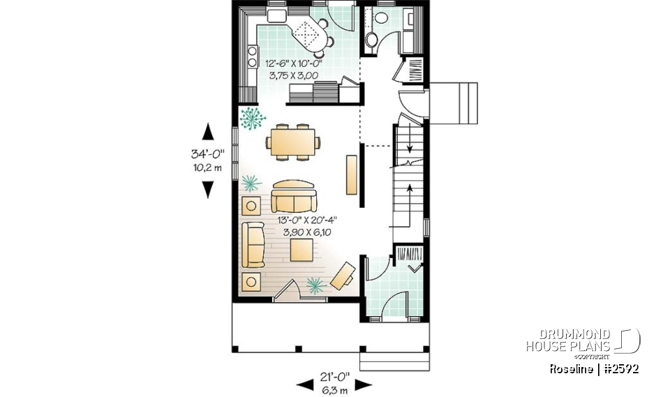 1st level - Narrow lot two-storey home with 3 bedrooms, laundry on main floor, walk-in closet in master - Roseline