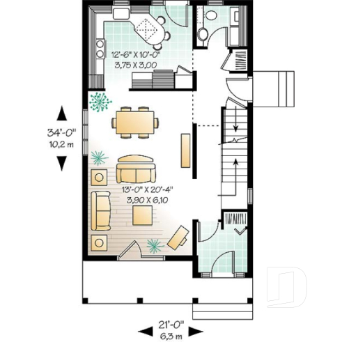 1st level - Narrow lot two-storey home with 3 bedrooms, laundry on main floor, walk-in closet in master - Roseline