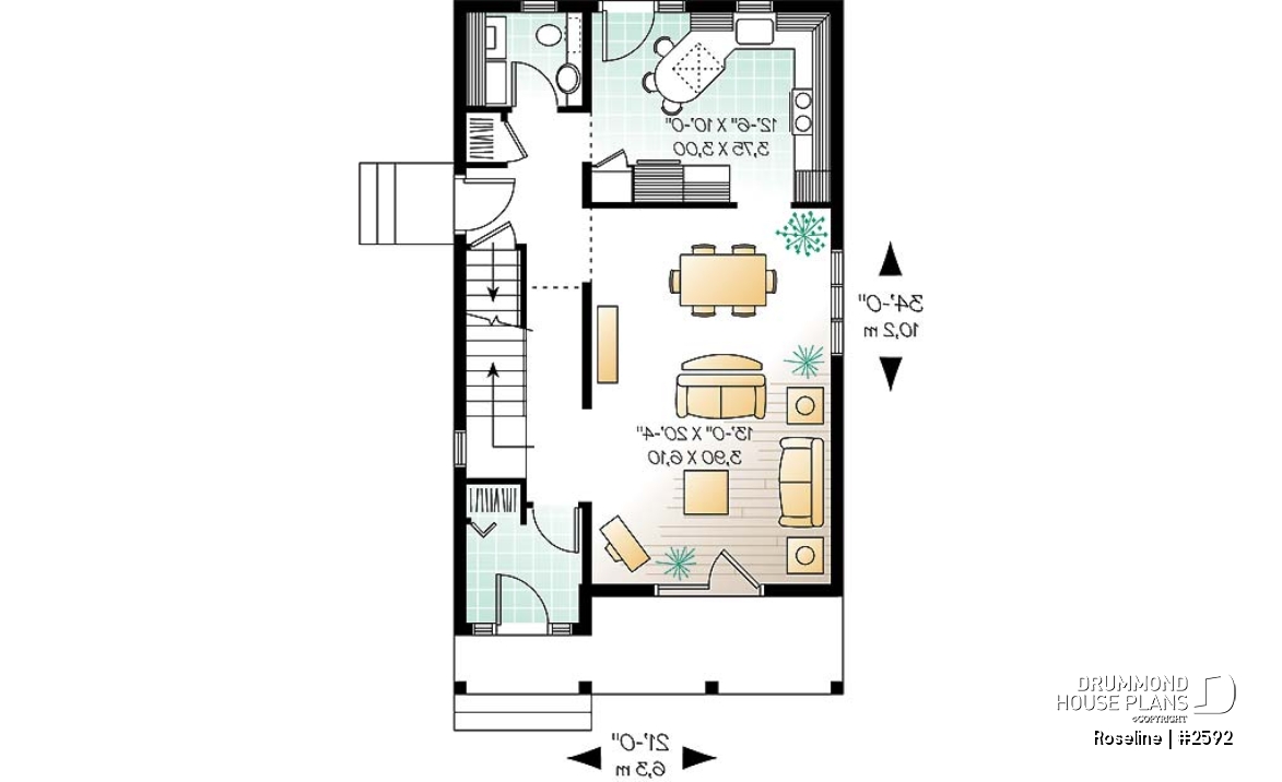 1st level - Narrow lot two-storey home with 3 bedrooms, laundry on main floor, walk-in closet in master - Roseline