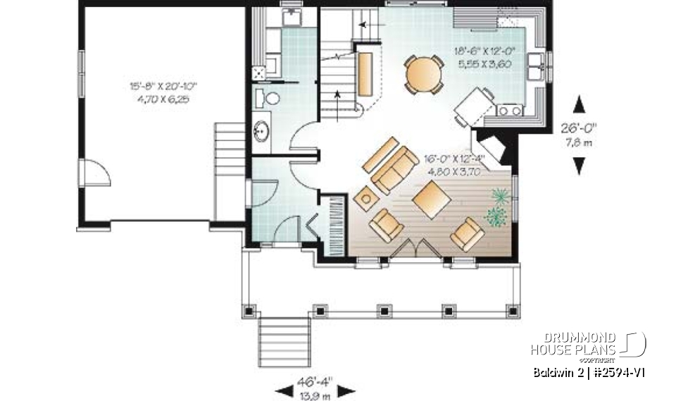 1st level - 2 bedroom country style with garage and cozy living room with fireplace - Baldwin 2