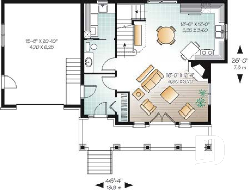 1st level - 2 bedroom country style with garage and cozy living room with fireplace - Baldwin 2
