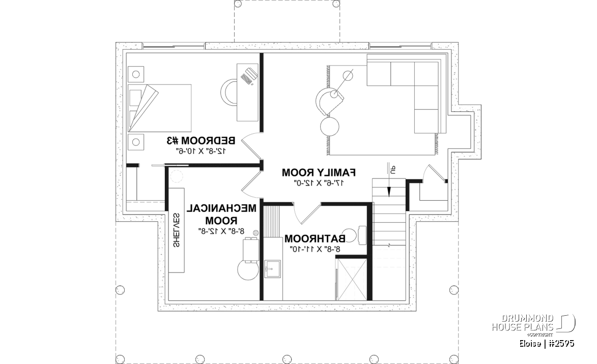 Finished basement (Optional $) - French Country two-story home with fireplace, large kitchen island and covered front porch - Eloise
