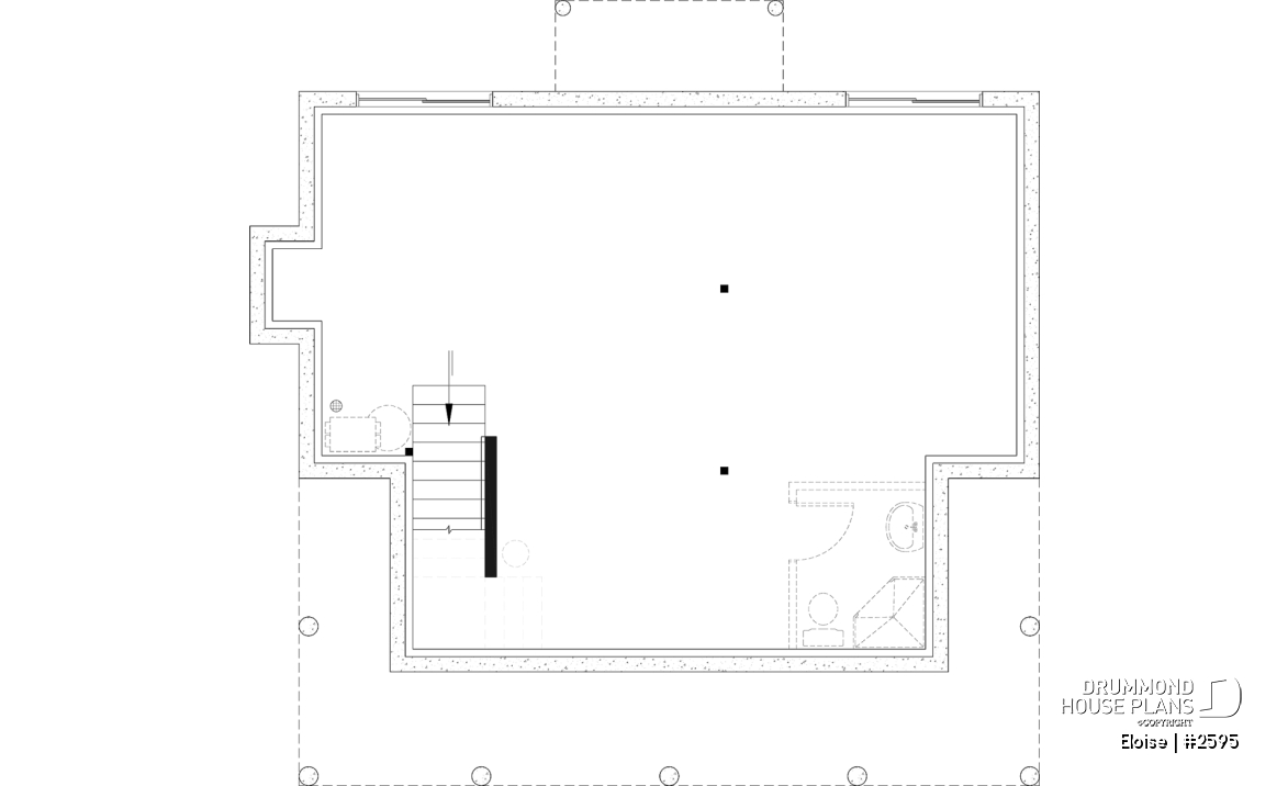 Unfinished basement - French Country two-story home with fireplace, large kitchen island and covered front porch - Eloise