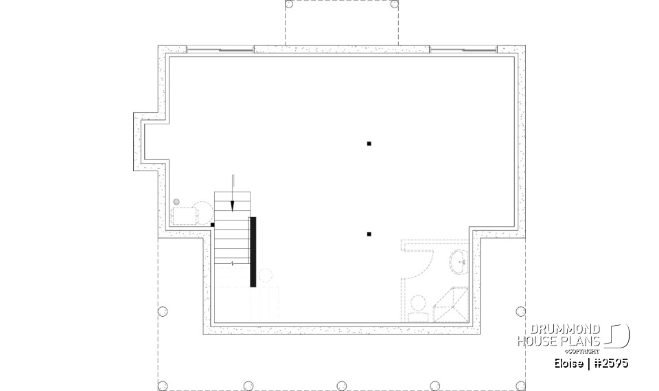 Unfinished basement - French Country two-story home with fireplace, large kitchen island and covered front porch - Eloise