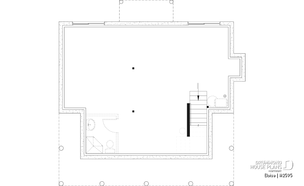 Unfinished basement - French Country two-story home with fireplace, large kitchen island and covered front porch - Eloise