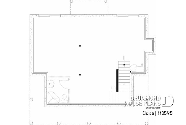 Unfinished basement - French Country two-story home with fireplace, large kitchen island and covered front porch - Eloise