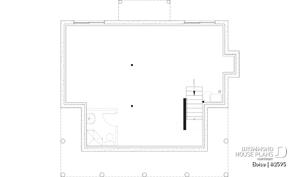 Unfinished basement - French Country two-story home with fireplace, large kitchen island and covered front porch - Eloise
