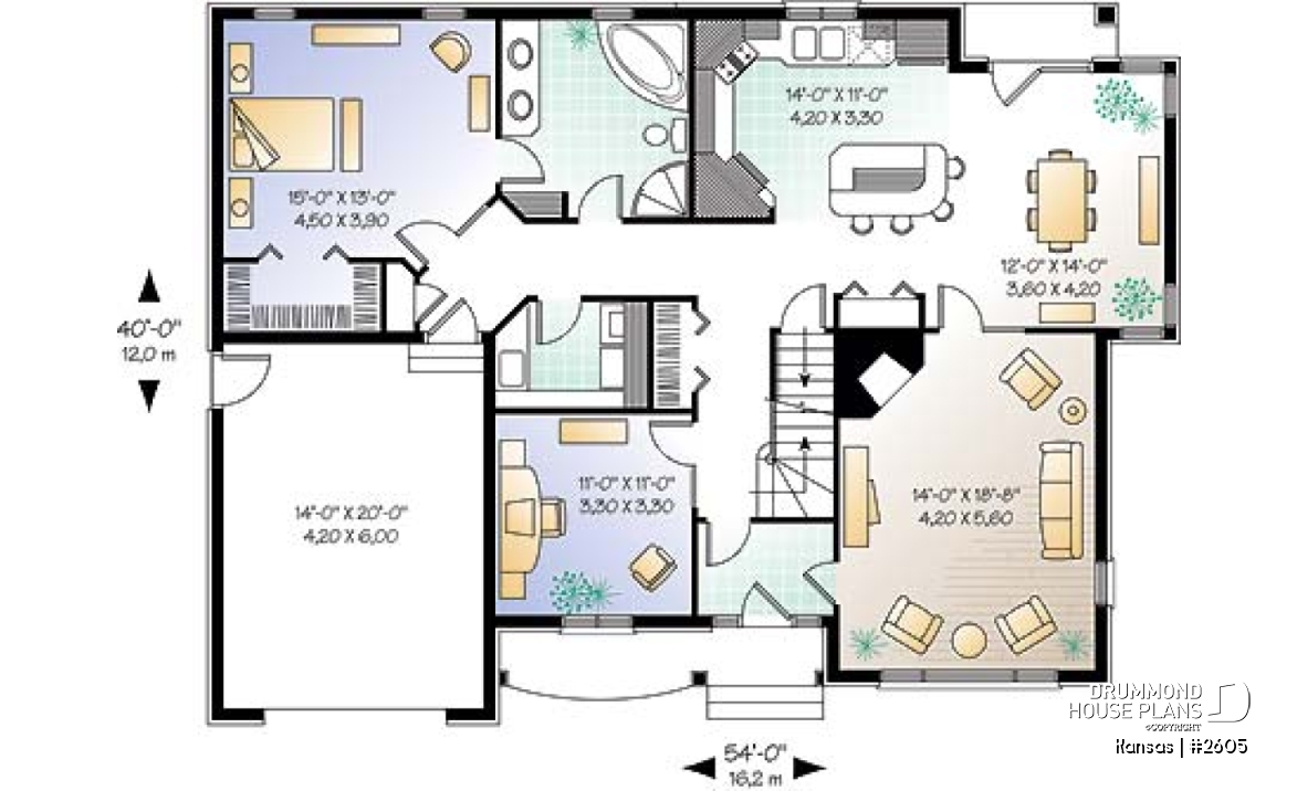 1st level - Bungalow Ranch with home office, 3 bedrooms, master bedroom and laundry room on main floor - Kansas