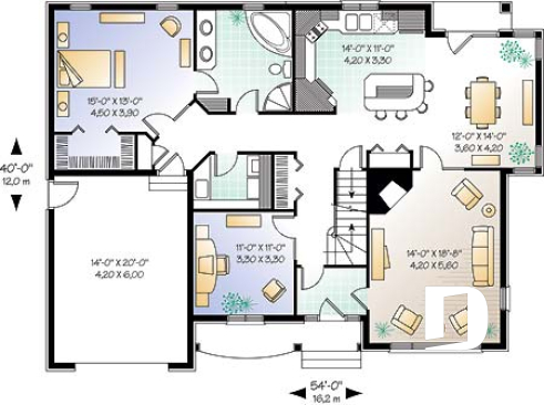 1st level - Bungalow Ranch with home office, 3 bedrooms, master bedroom and laundry room on main floor - Kansas