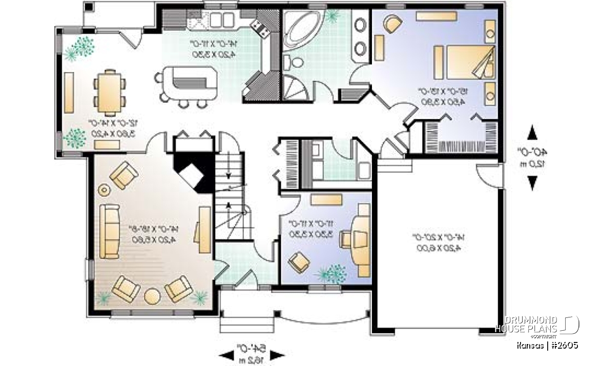 1st level - Bungalow Ranch with home office, 3 bedrooms, master bedroom and laundry room on main floor - Kansas