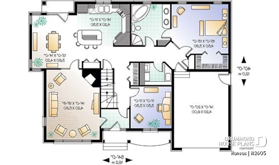 1st level - Bungalow Ranch with home office, 3 bedrooms, master bedroom and laundry room on main floor - Kansas