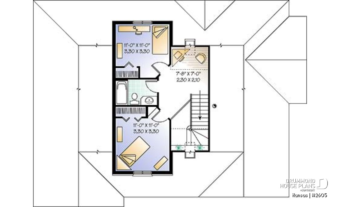 2nd level - Bungalow Ranch with home office, 3 bedrooms, master bedroom and laundry room on main floor - Kansas