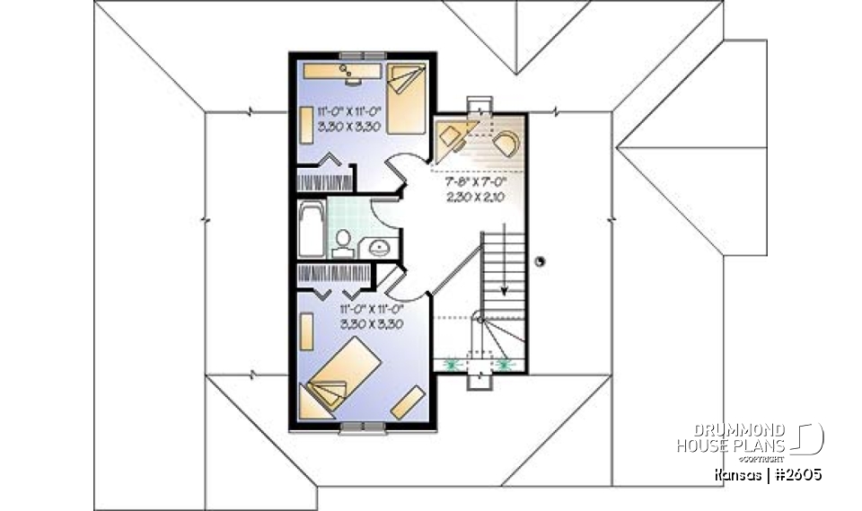 2nd level - Bungalow Ranch with home office, 3 bedrooms, master bedroom and laundry room on main floor - Kansas