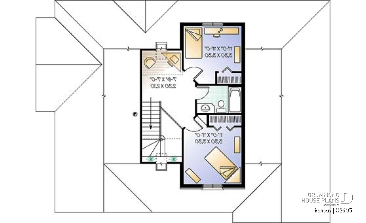 2nd level - Bungalow Ranch with home office, 3 bedrooms, master bedroom and laundry room on main floor - Kansas